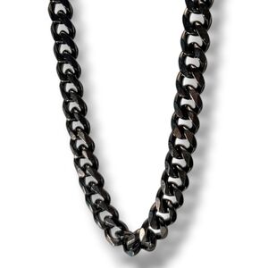 20" Men's Black Cuban Link 9mm Curb Chain Necklace